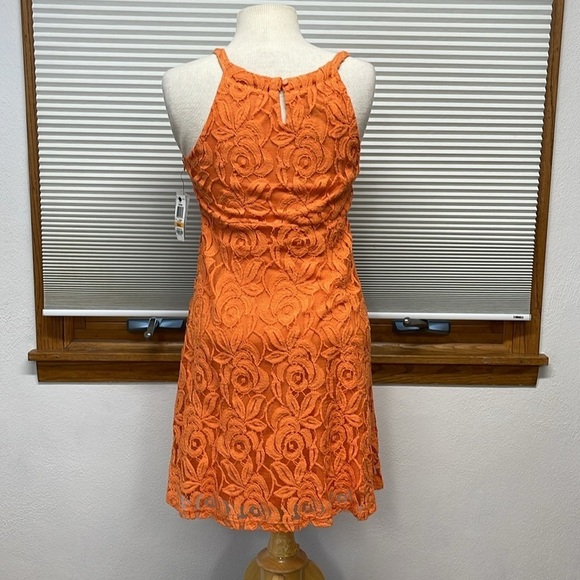 INC International Concepts NWT Sunkissed Orange Floral Lace Dress Size Small - Picture 4 of 10